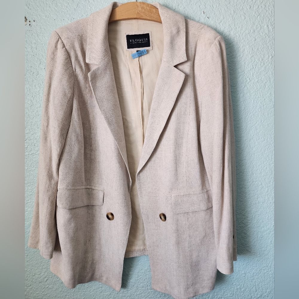 Eloquii Cream Blazer Lightweight Structured Suit Jacket